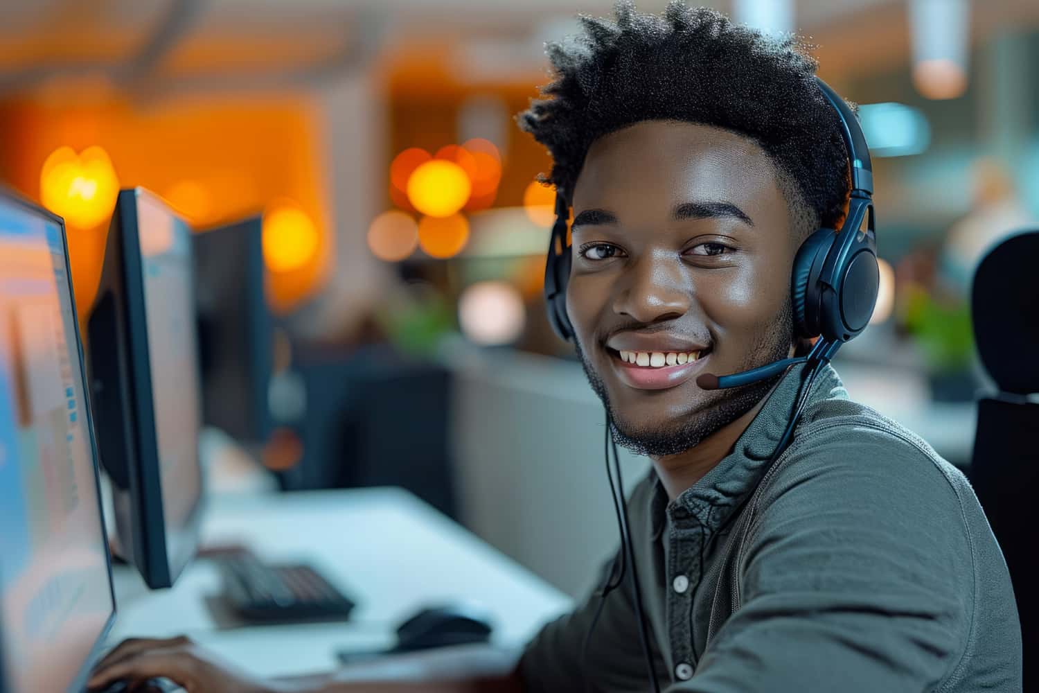 A Tech Terminal support specialist ready to help at their workstation